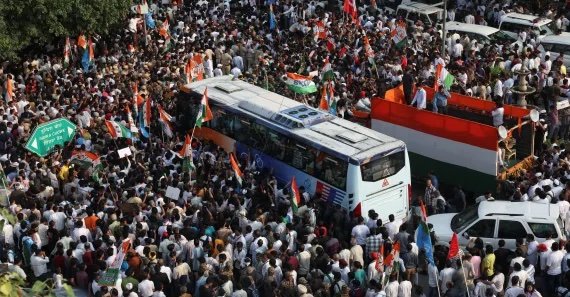 Opposition parties march to the Supreme Court in protest against a controversial revision of voter lists that has sparked days of unrest, in New Delhi